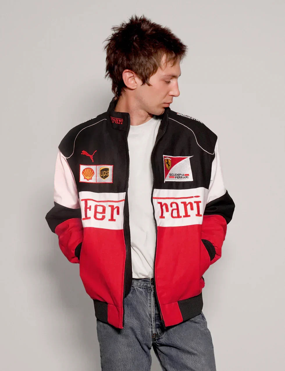 Trendhipe Ferrari Style Tri-Color Jacket – High-Speed Streetwear
