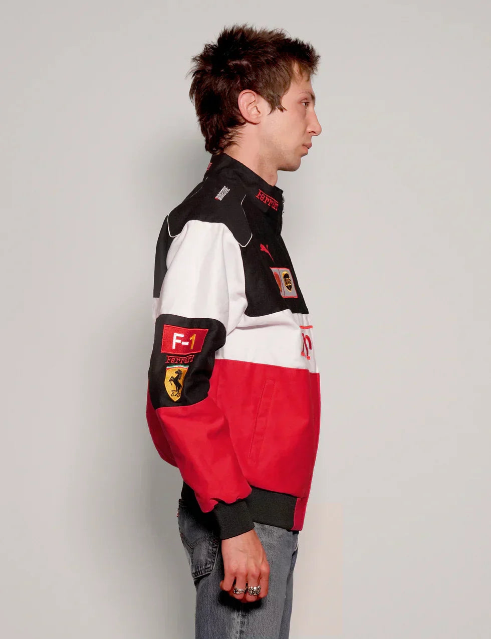 Trendhipe Ferrari Style Tri-Color Jacket – High-Speed Streetwear