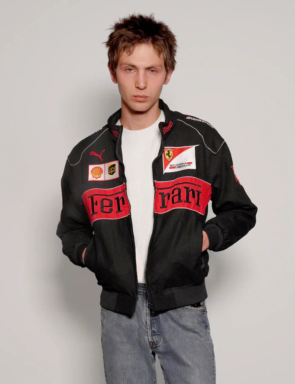 Trendhipe Trendhipe Black Ferrari Racing Jacket – Luxury Motorsport-Inspired Streetwear