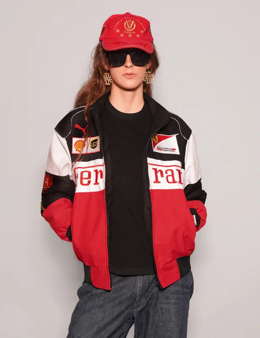 Trendhipe Ferrari Style Tri-Color Jacket – High-Speed Streetwear