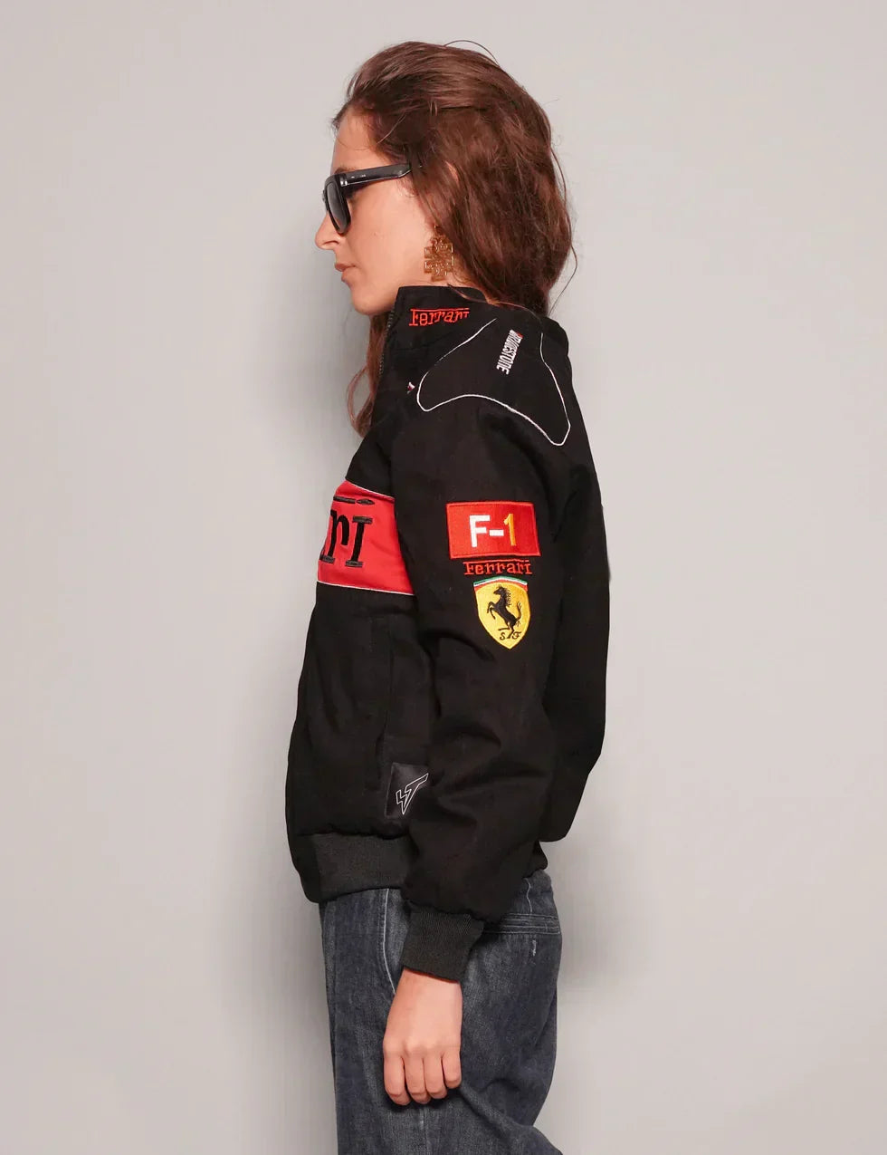 Trendhipe Black Grand Prix Racing Jacket – Ferrari-Inspired Design