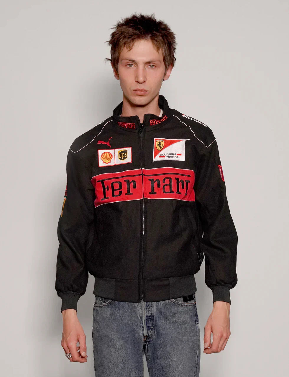 Trendhipe Trendhipe Black Ferrari Racing Jacket – Luxury Motorsport-Inspired Streetwear
