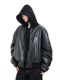 Leather Hooded Zip-Up Jacket | Unisex Streetwear