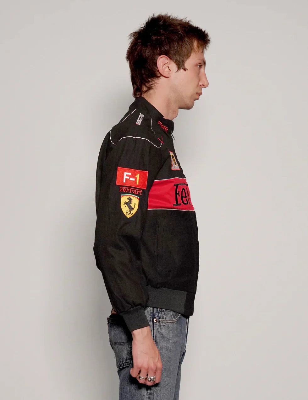Trendhipe Trendhipe Black Ferrari Racing Jacket – Luxury Motorsport-Inspired Streetwear