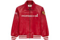 Red Porsche Leather Jacket With-Embroidered Logo