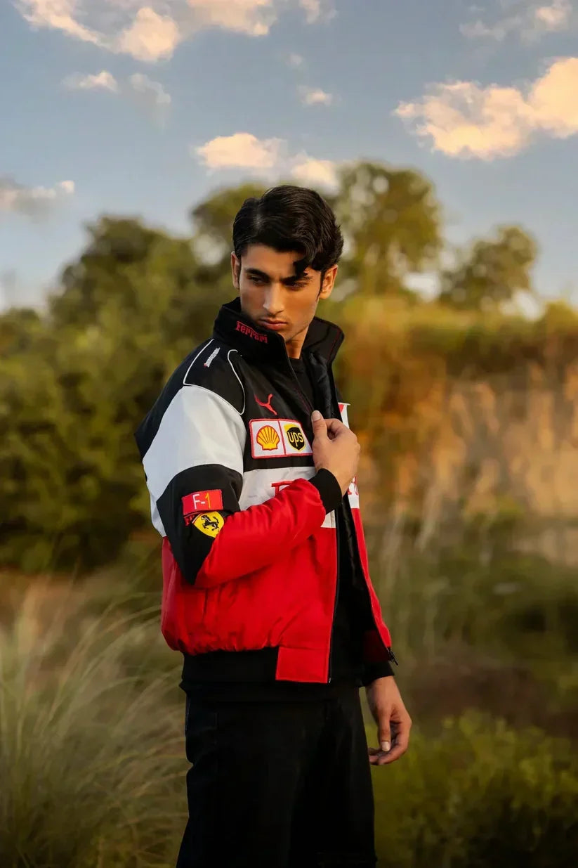 Trendhipe Tri-Color Ferrari Racing Jacket – Premium Motorsport Streetwear