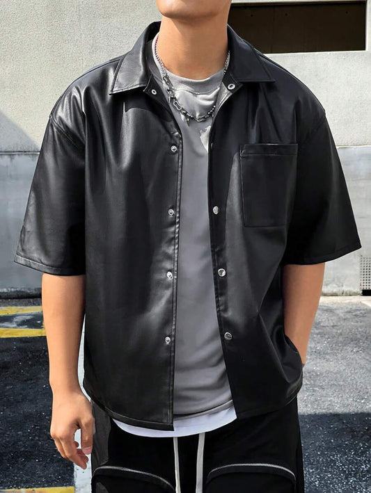 Trendhipe Half Sleeve Faux Leather Jacket – Modern Streetwear Layer for Men & Women