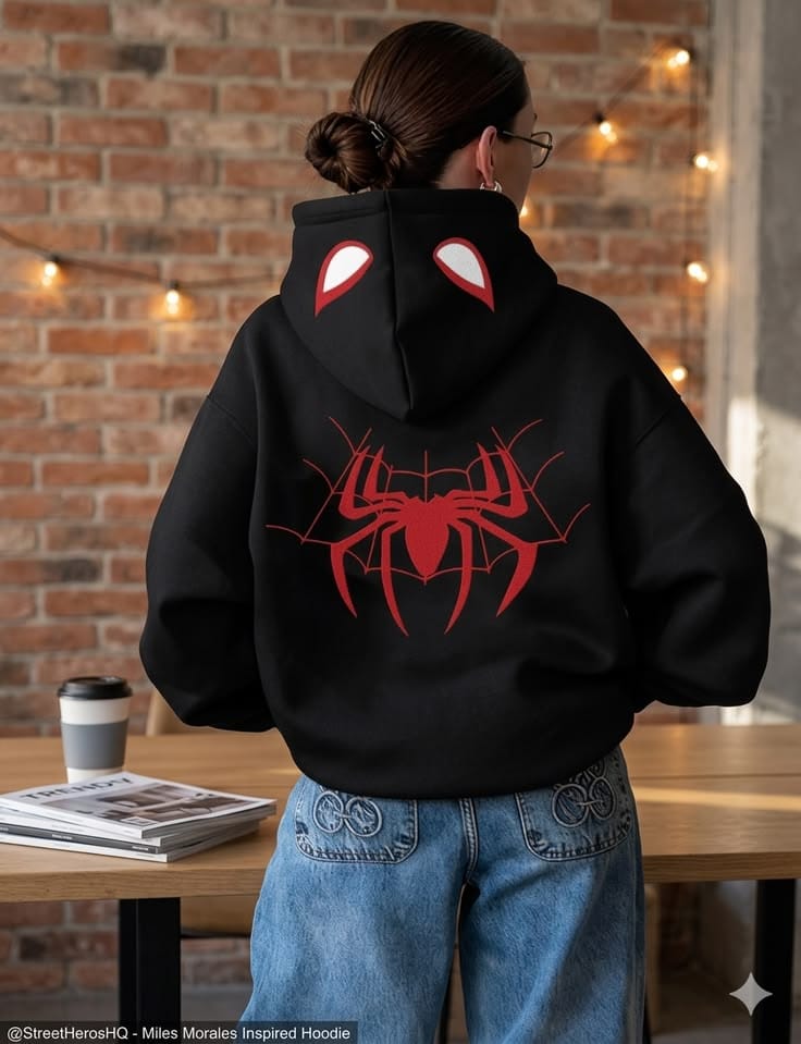 Premium  Black Spider-Man Hoodie –Cotton Blend