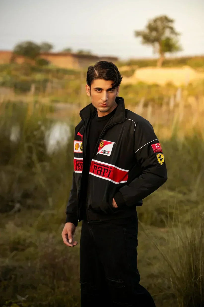 Trendhipe Black Ferrari Racing Jacket – Premium Motorsport Streetwear