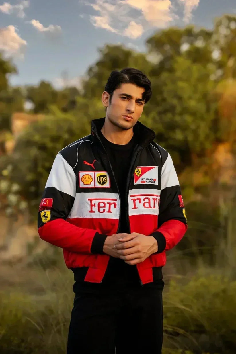 Trendhipe Tri-Color Ferrari Racing Jacket – Premium Motorsport Streetwear