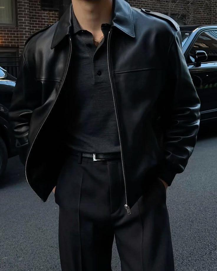 Black leather jacket